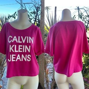 Calvin Klein Jeans French Terry Logo Crop Sweater/Shirt LARGE